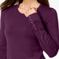 JM Collection Women's Embellished Cuff Sweater Purple Size Petite Medium
