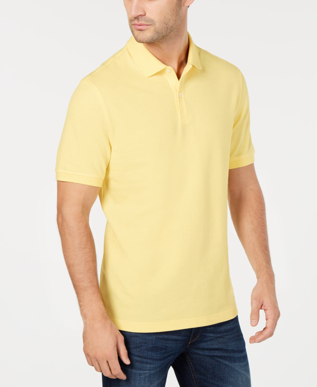 Club Room Men's Classic Fit Performance Stretch Polo Yellow Size Large