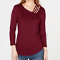 INC International Concepts Women's Cutout Detail Top Red Size Large