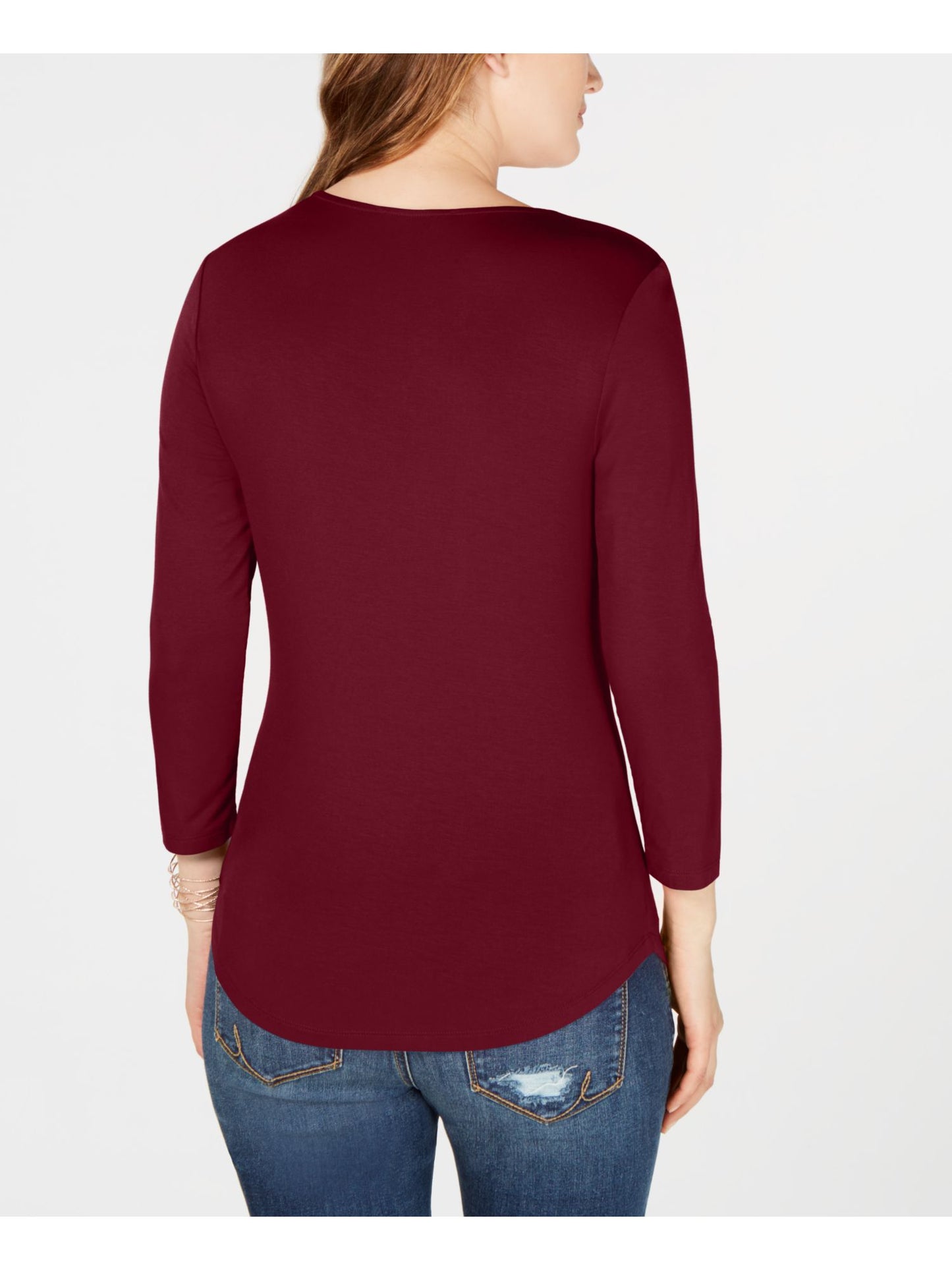 INC International Concepts Women's Cutout Detail Top Red Size Large