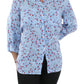 Charter Club Women's Floral Linen Button Down Top Blue Size Large