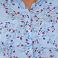 Charter Club Women's Floral Linen Button Down Top Blue Size Large