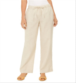 Charter Club Women's Linen Drawstring Waist Pants Brown Size XX-Large