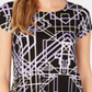 Alfani Women's Printed Round Hem T Shirt Black Size Petite Large