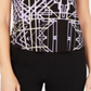 Alfani Women's Printed Round Hem T Shirt Black Size Petite Large