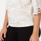 JM Collection Women's Lattice Detail Top White