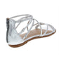 Material Girl Women's Westley Mirrored Strappy Flat Sandals Gray Size 9 M