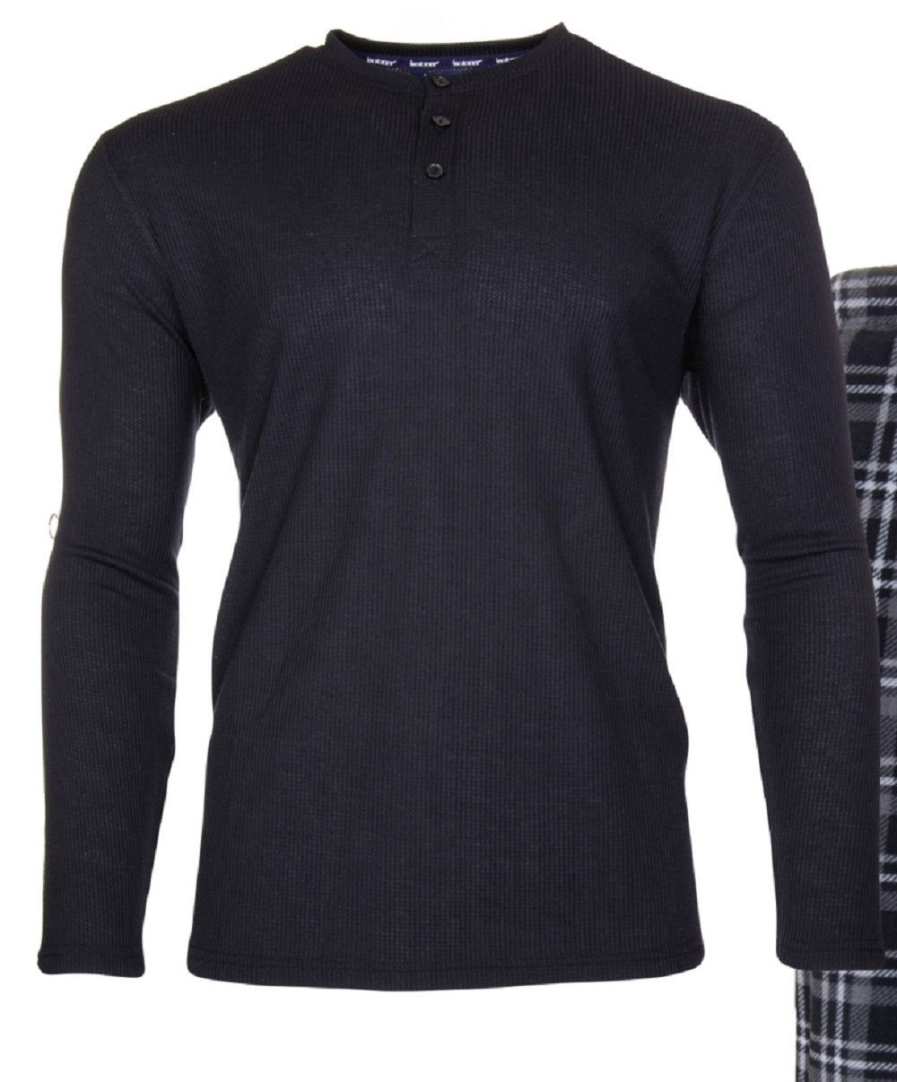 Isotoner Signature Men's Sleep Thermal Top Pant Set Black Size 29X30