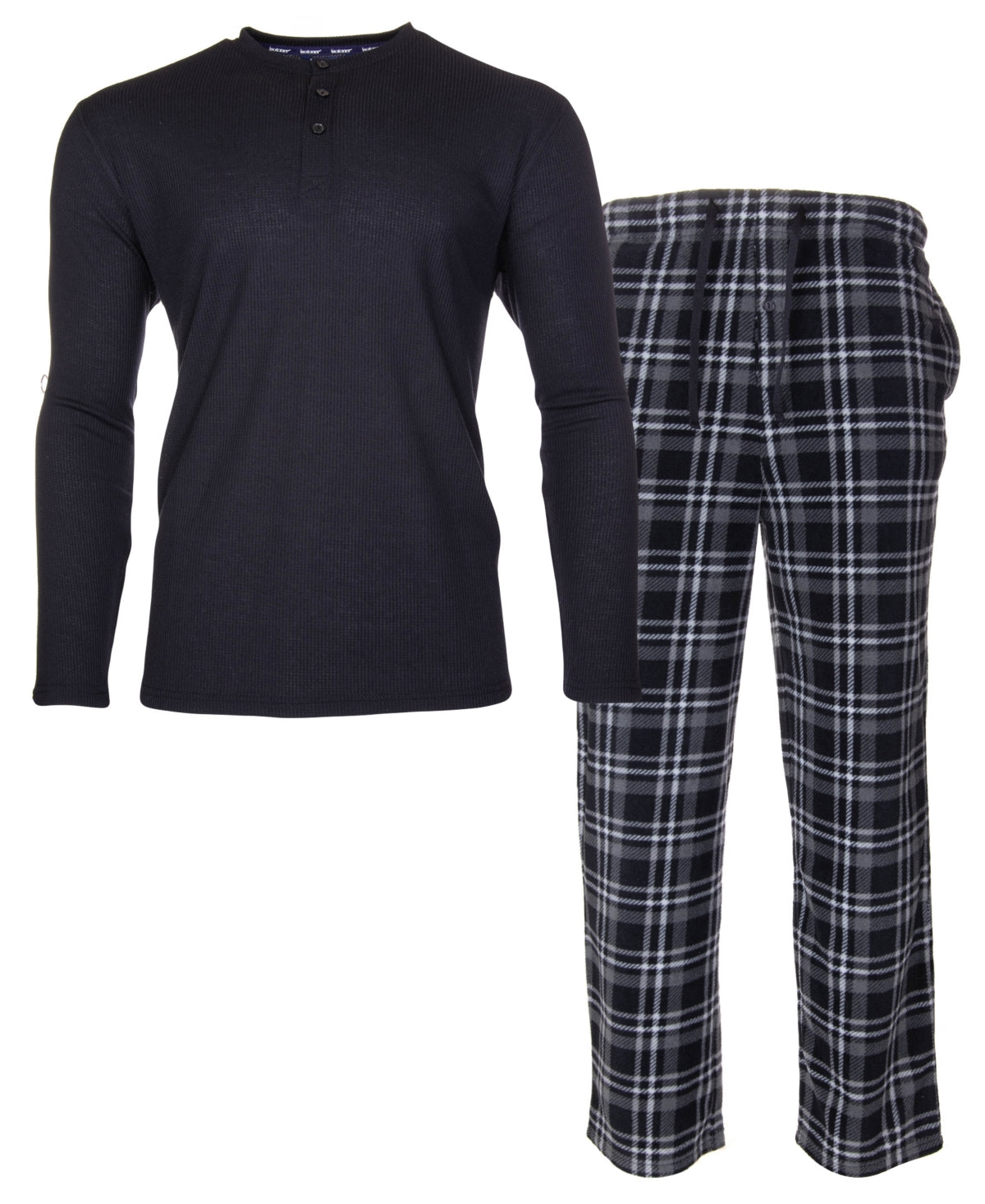 Isotoner Signature Men's Sleep Thermal Top Pant Set Black Size 29X30