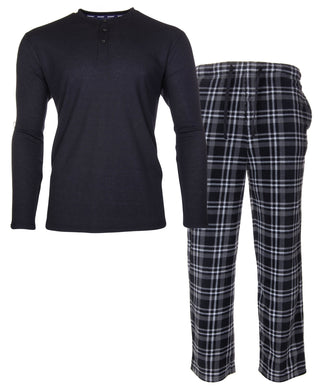 Isotoner Signature Men's Sleep Thermal Top Pant Set Black Size 29X30