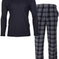 Isotoner Signature Men's Sleep Thermal Top Pant Set Black Size X-Large
