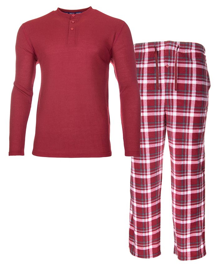 Isotoner Signature Men's Sleep Thermal Top Pant Set Red Size Medium