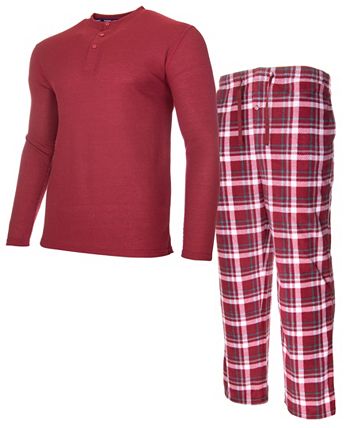 Isotoner Signature Men's Sleep Thermal Top Pant Set Red Size Medium