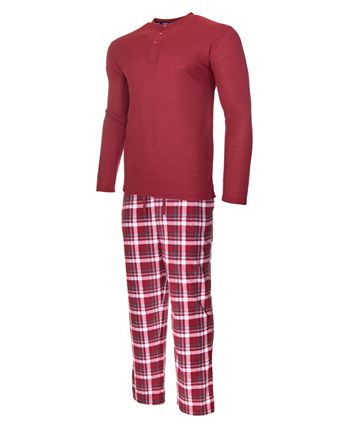 Isotoner Signature Men's Sleep Thermal Top Pant Set Red Size Medium