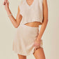 Day + Moon - V-neck Cropped Top And Mini Skirt Set
