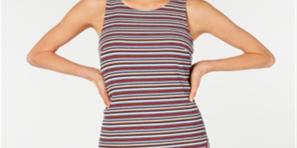 BCX Women's Sleeveless Striped Tank Dress Blue Size X-Large
