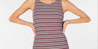 BCX Women's Sleeveless Striped Tank Dress Blue Size X-Large