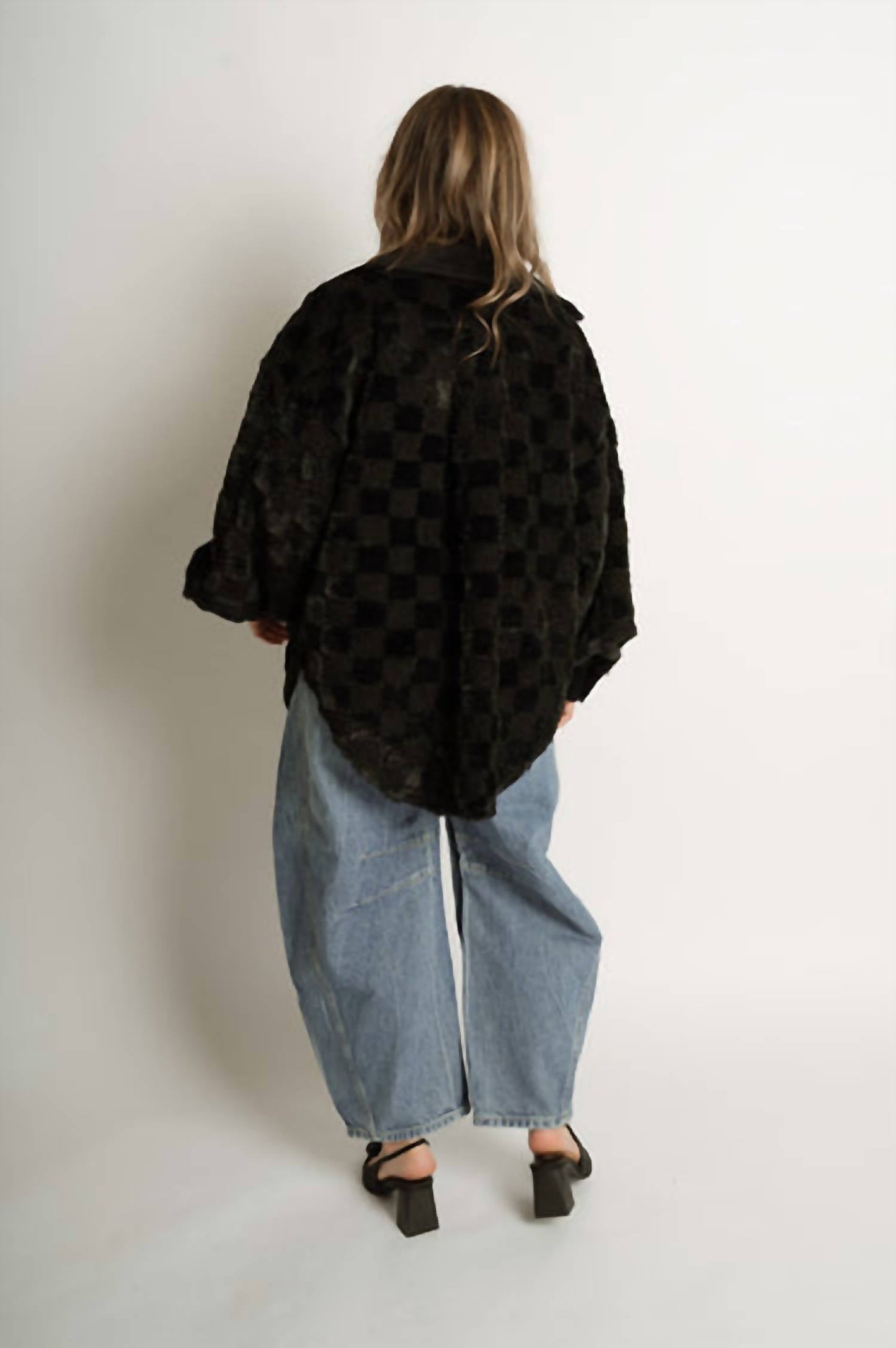 Bibi - Checkered Sherpa Oversized Shacket