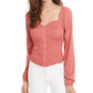 Self Esteem Junior's Smocked Sweetheart Blouse Coral Size Medium