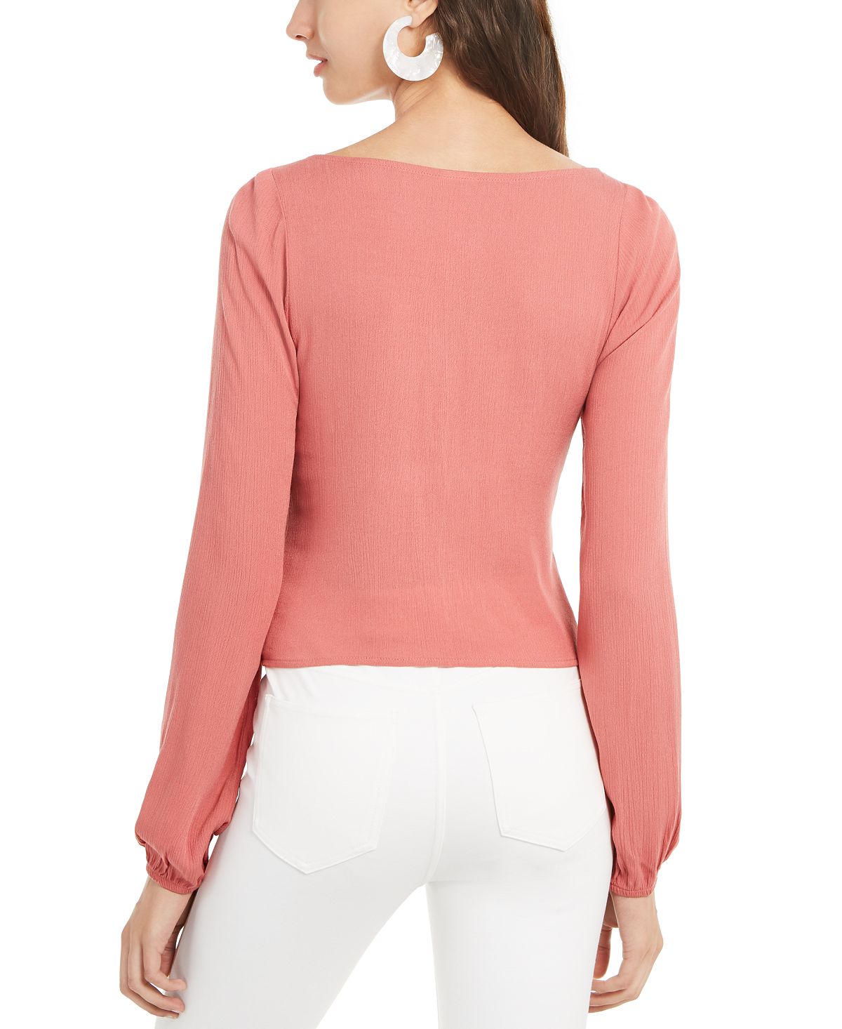 Self Esteem Junior's Smocked Sweetheart Blouse Coral Size Medium