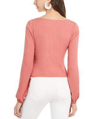 Self Esteem Junior's Smocked Sweetheart Blouse Coral Size Medium