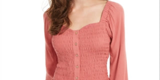 Self Esteem Junior's Smocked Sweetheart Blouse Coral Size Medium