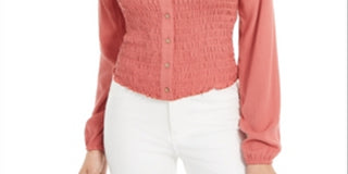 Self Esteem Junior's Smocked Sweetheart Blouse Coral Size Medium