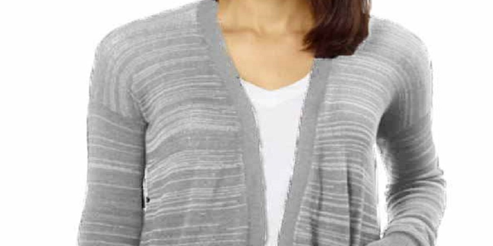Calvin Klein Women's Long Cardigan Sweater Gray Size Large