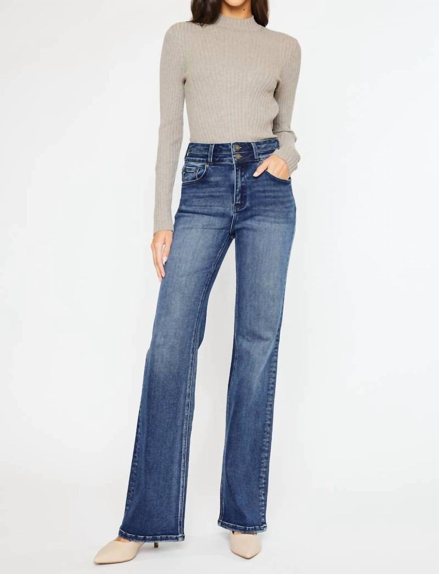 Kancan - High Rise Flared Leg Jean