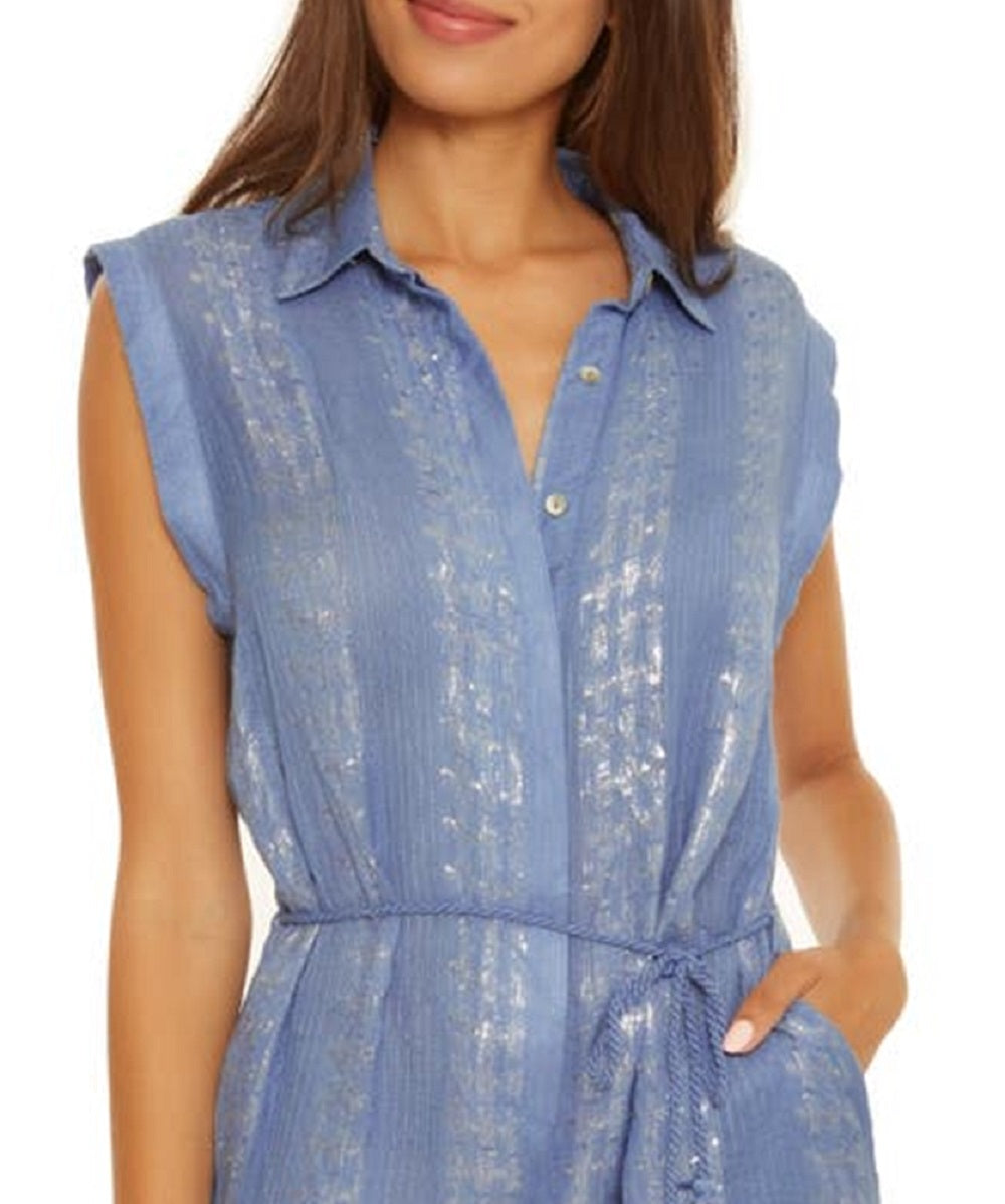 Isabella Rose Women's Villa Cover Up Romper Blue Size Large