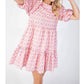 Bns - Printed Puff Sleeves Mini Ruffle Dress