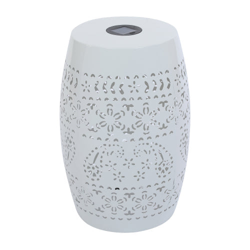 Solar Side Table with Built-in Solar Battery (White)