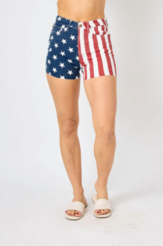 Judy Blue - High Waist American Flag Fray Hem Shorts