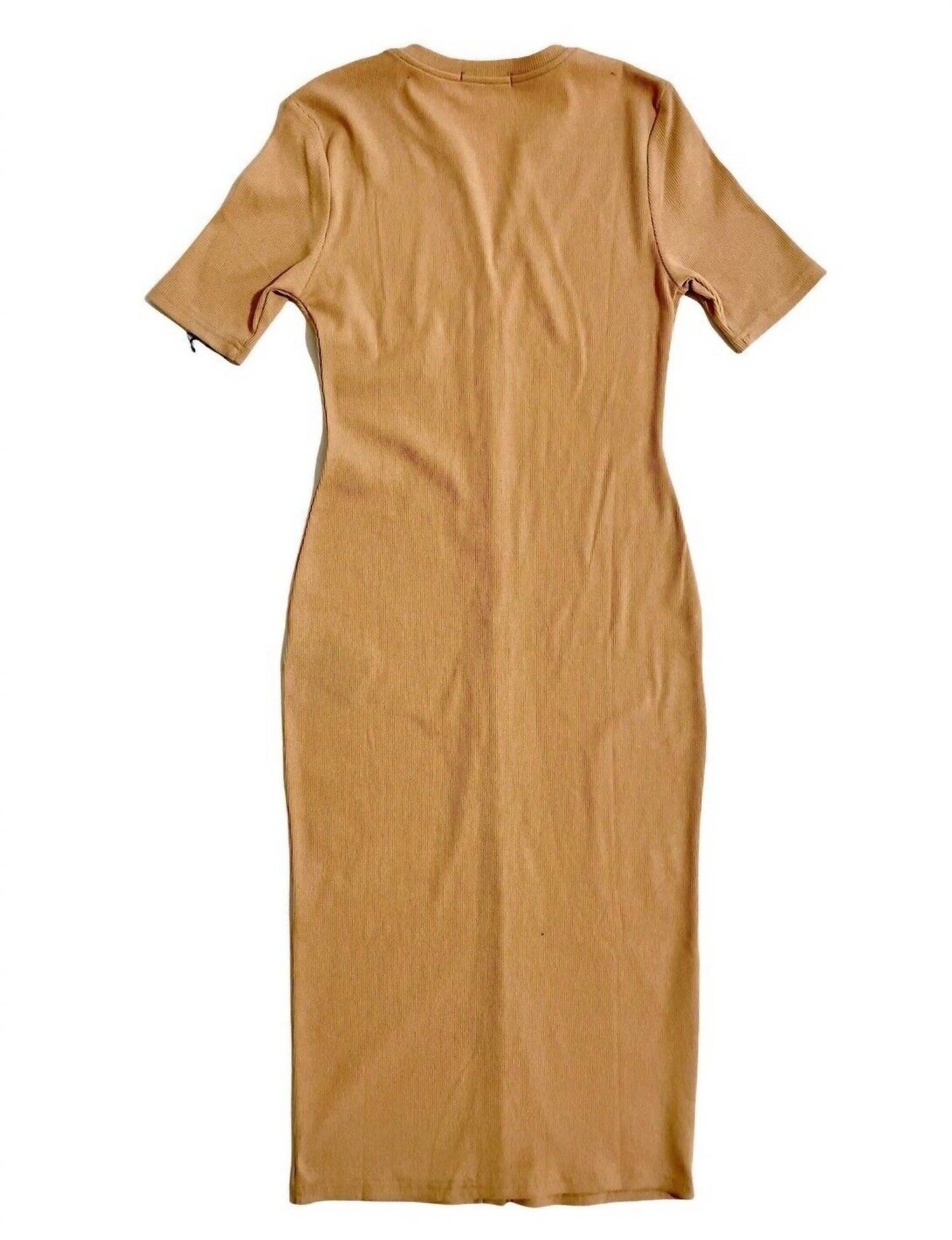 7 For All Mankind - Bodycon Ribbed Short Sleeve Midi Dress