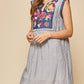 Andree By Unit - Floral Embroidered Stripe Dress