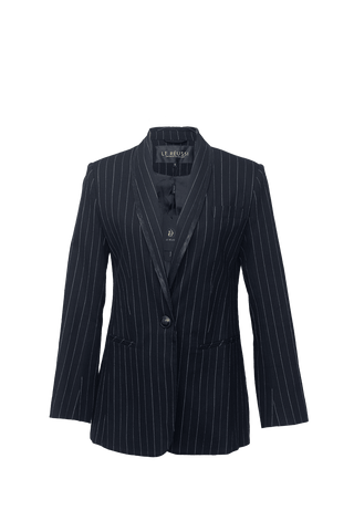 Black Pinstripes Blazer – Women’s Tailored Office Jacket