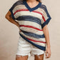 Bibi - Stripes Drop Shoulder Open Knit Top