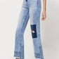 Flying Monkey - High Rise Distressed Patched Crop Flare Jeans