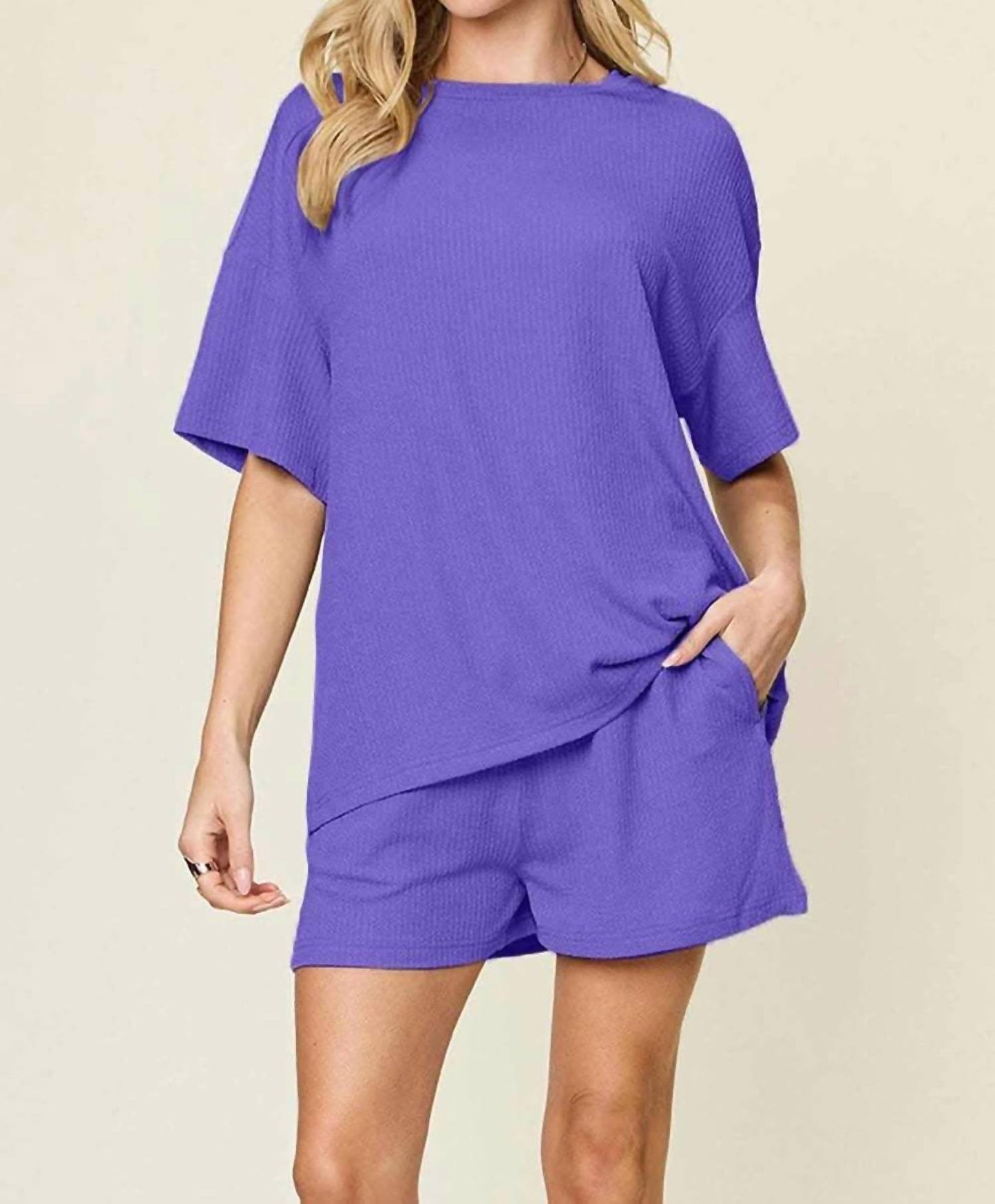 Double Take - Cozy Comfy Fit T-shirt & Shorts Set