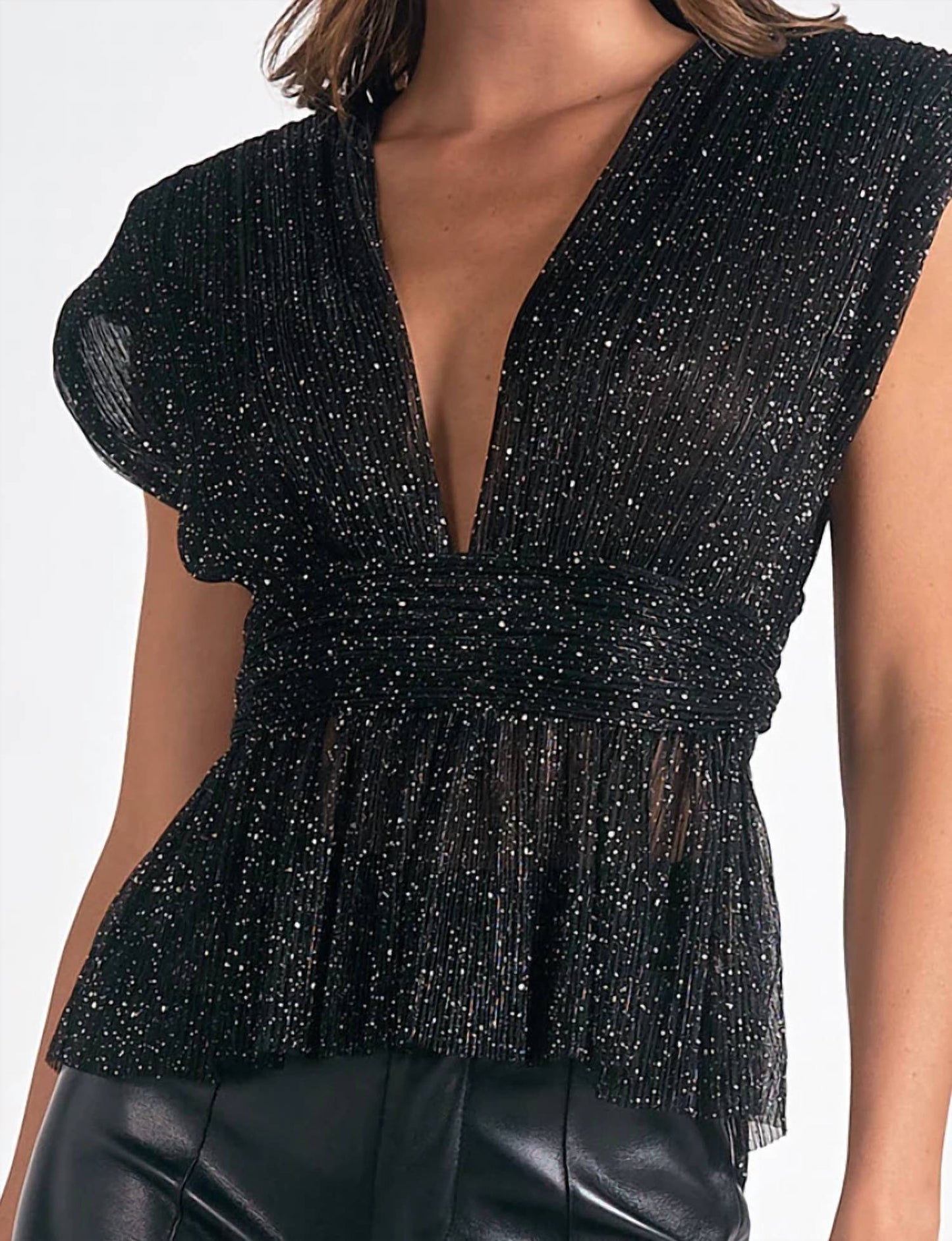Elan - Women's Camryn Shimmery Peplum Top