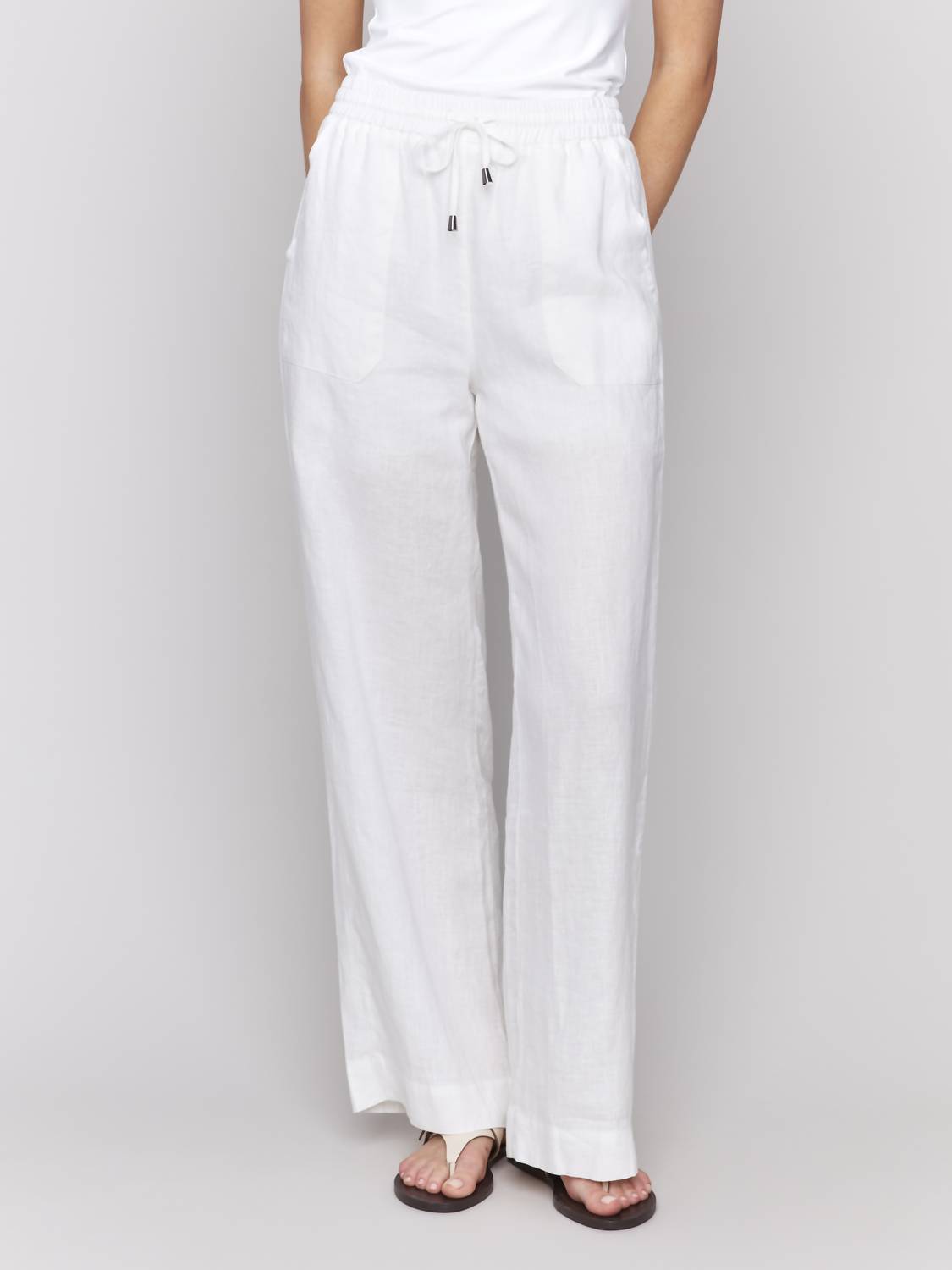 Charlie B - Tie Waist pull on linen pant
