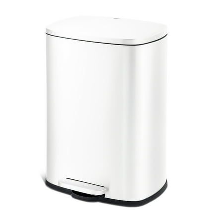 Qualiazero White Rectangular StepOn Kitchen Trash Can  132 Gallon