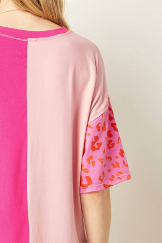 Entro - Color Block Leopard Top