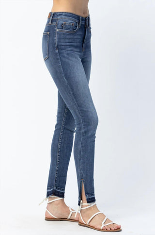 Judy Blue - Hi Waist Fray Slit Straight Leg Jeans