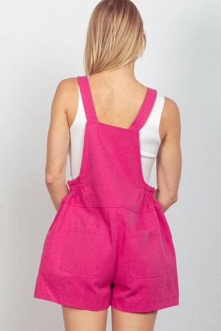 Very J - Suspender Solid Woven Casual Overall Romper