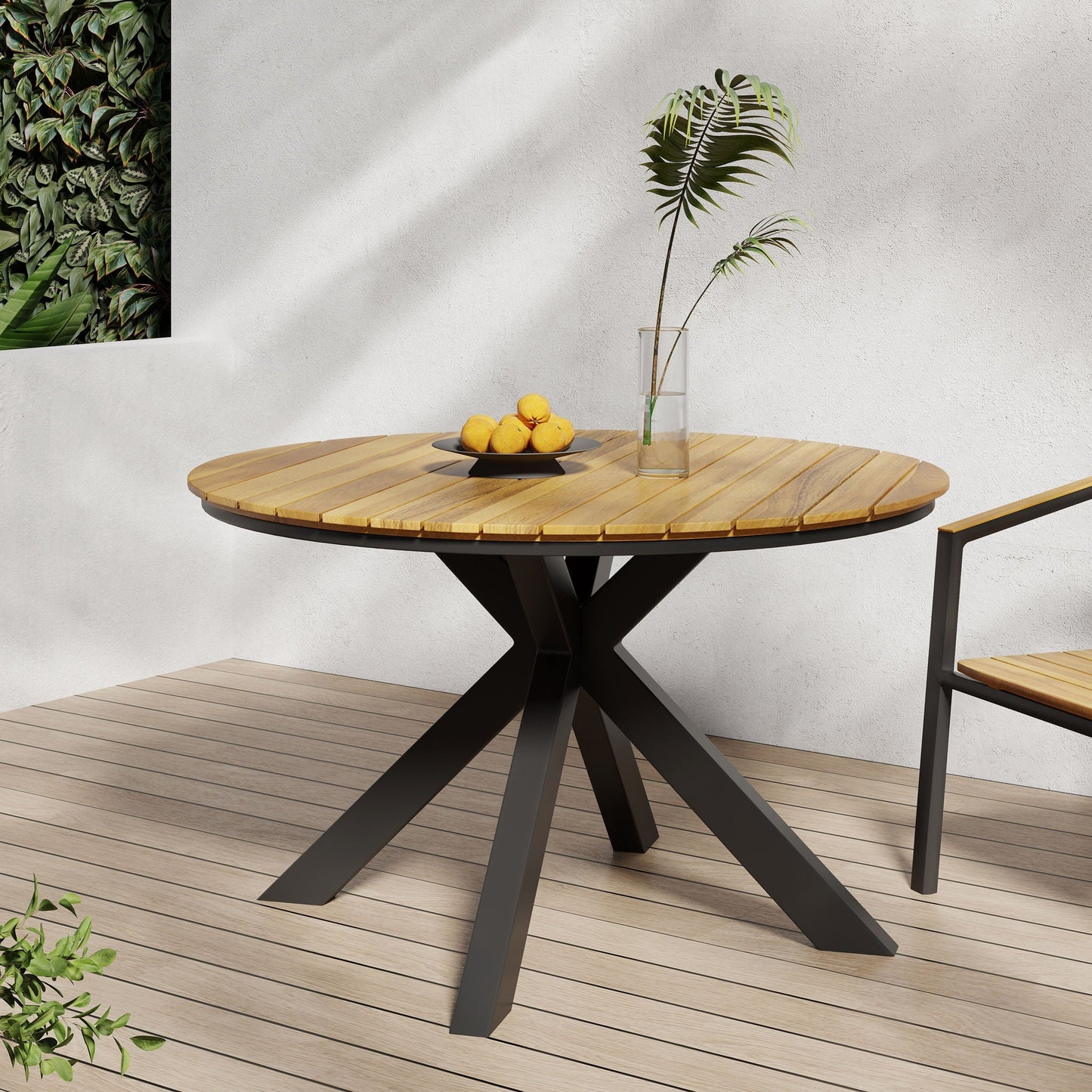 Outdoor Dining Table - Teak / Black