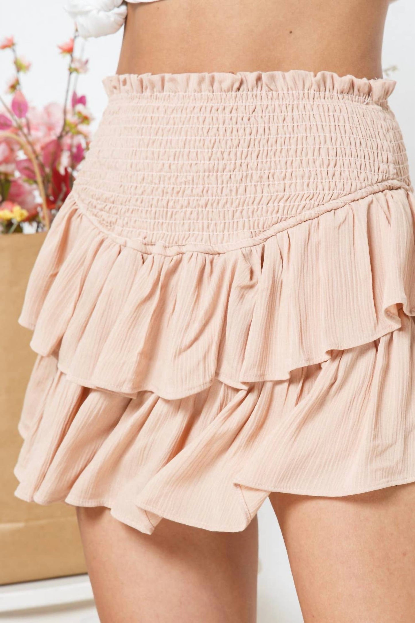 Blue B - Women's Ruffle Smocked Mini Skort