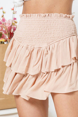 Blue B - Women's Ruffle Smocked Mini Skort