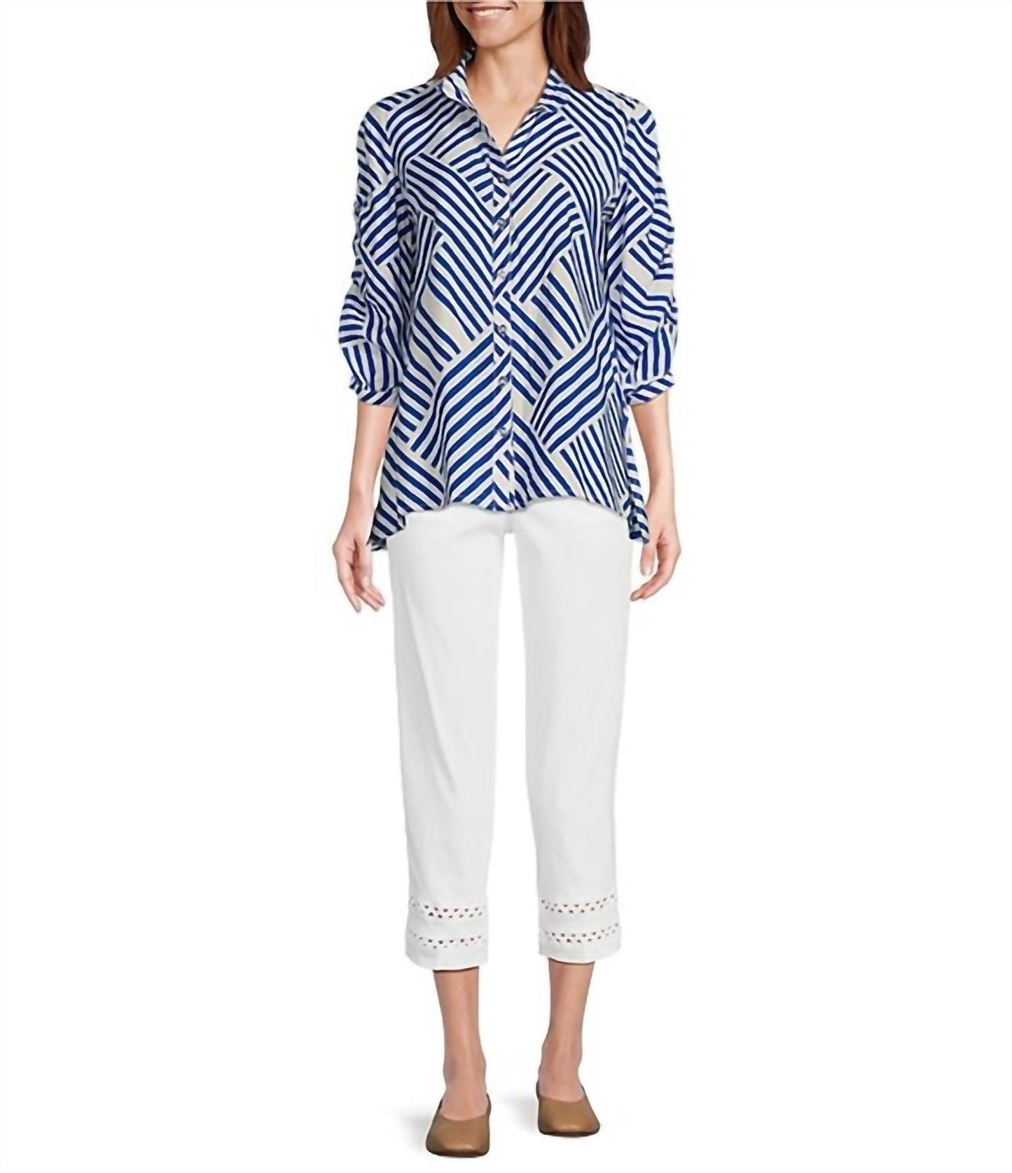 Multiples - 3/4 Sleeve Wire Collar Shirt