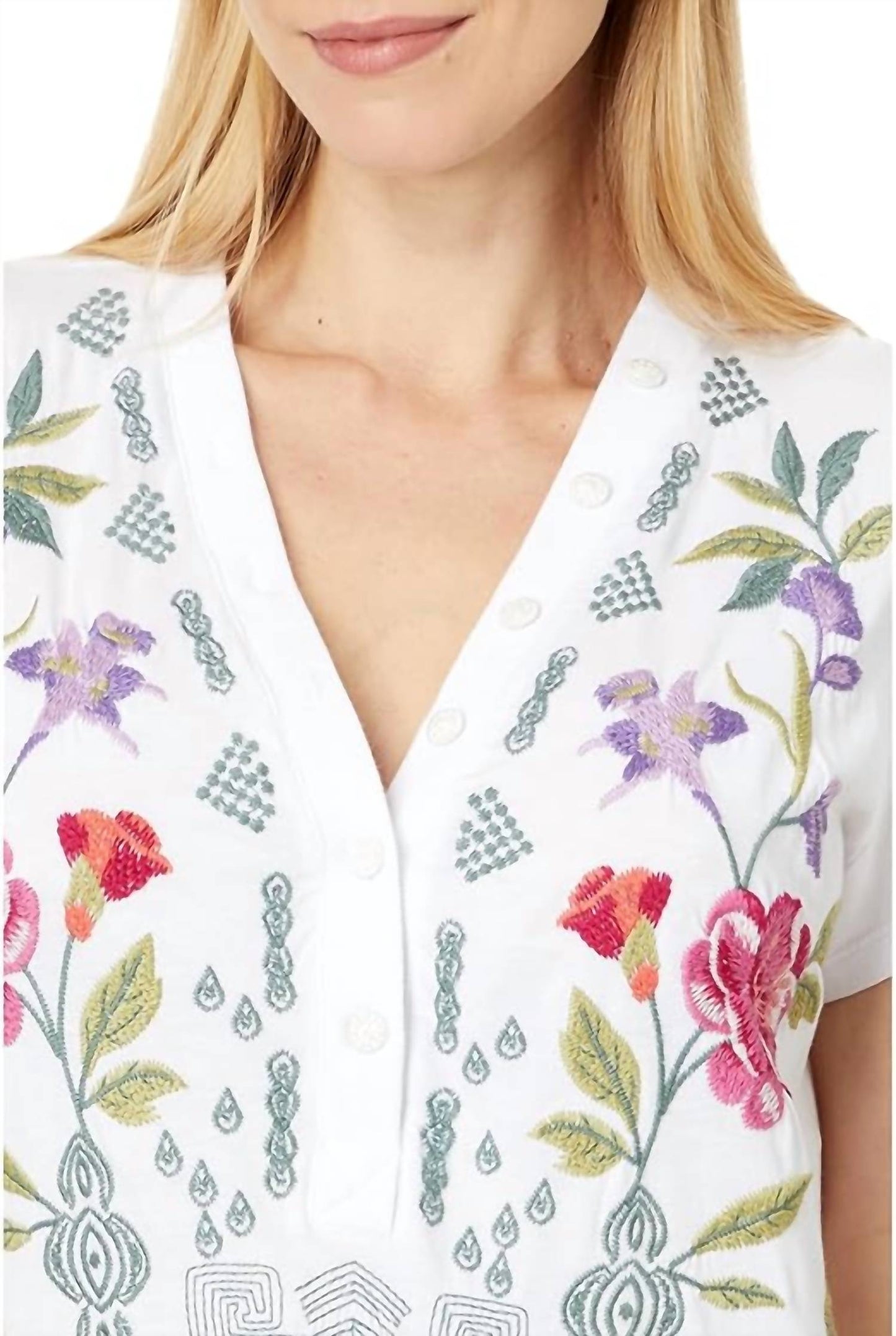 Johnny Was - Dacie Button Neck Knit Tee